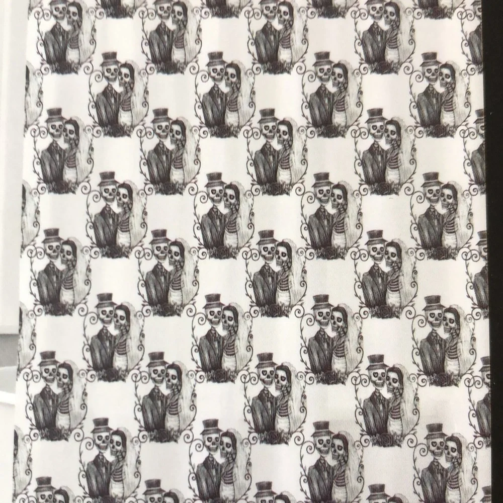 Happy Halloween Black & White Skeleton Couple Shower Curtain